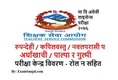 Teaching License Exam Center of Rupandehi, Kapilvastu, Nawalparasi, Arghankhachi, Palpa & Gulmi Districts