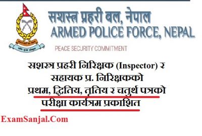 APF Armed Police Force Exam Center Published For Inspector and A.S.I (Exam Center Sashastra Prahari)