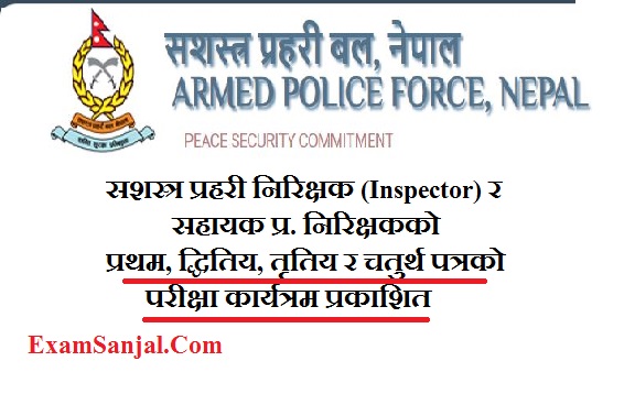 APF Armed Police Force Exam Center Published For Inspector and A.S.I (Exam Center Sashastra Prahari)