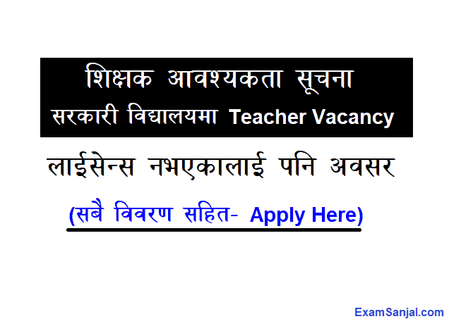 Government Sarkari School Teacher Job Vacancy Apply School Teacher