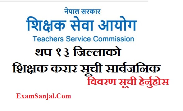 Teacher Karar List ( Shikshak Karar Suchi) Contract Teacher list by Teacher Service Commission