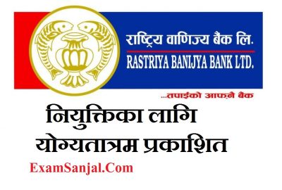 Rastriya Banijya Bank Final Result with Merit List ( RBB Final Niyukti Notice)