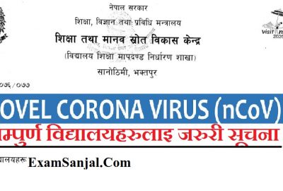 Novel Coronavirus Alert Information for All Schools & Education Sector ( Coronavirus Notice for Nepal)