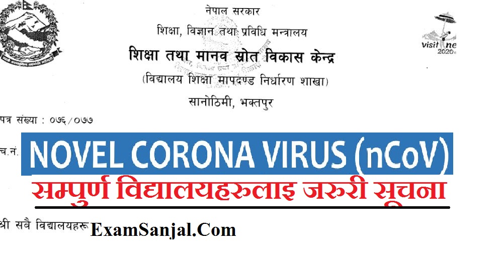 Novel Coronavirus Alert Information for All Schools & Education Sector ( Coronavirus Notice for Nepal)