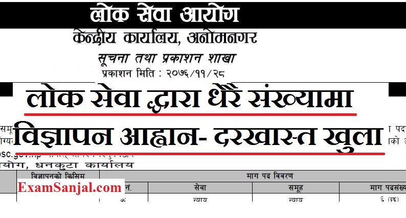Lok Sewa Government Vacancy Notice in Various post ( Kharidar Vacancy 2076 Lok Sewa)