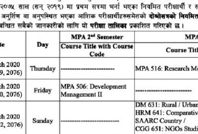 MPA 2nd & 4th Semester Exam Routine By TU ( TU Exam Routine of Master of Public Administration)