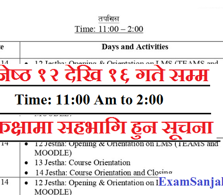 Nepal Open University First Classes & Orientation Program Routine