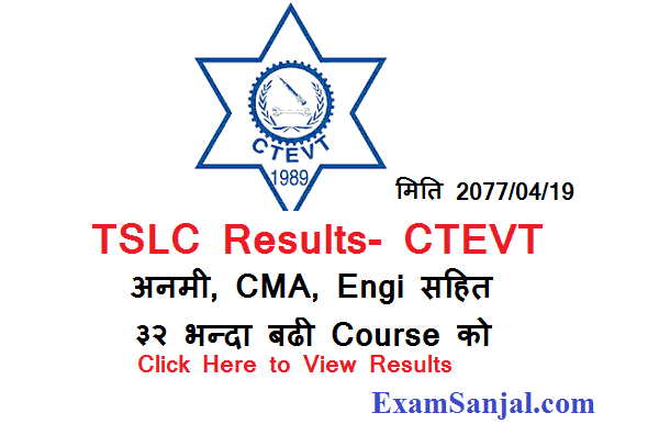 TSLC results published by CTEVT Results Various Program