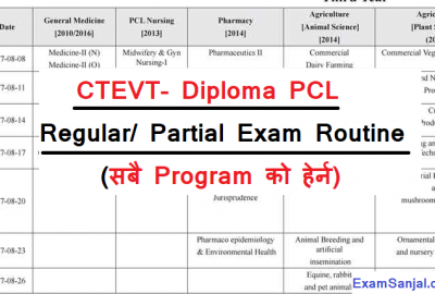 CTEVT Diploma PCL Certificate Level Regular Partial Exam Routine