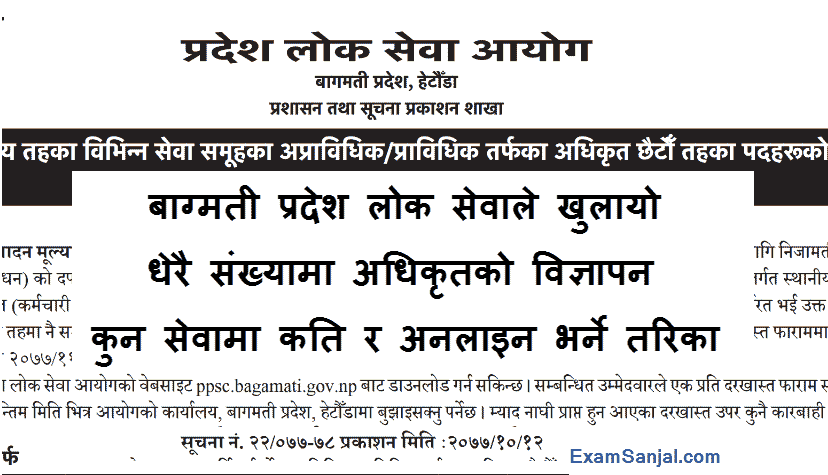 Bagmati Pradesh Lok Sewa Aayog Vacancy for Officer Adhikrit 6th Level