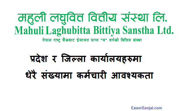 Mahuli Laghubitta Bittiya Sanstha Job Vacancy Notice in various posts
