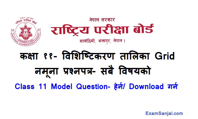 NEB Class 11 Model Questions Set Paper & Specification Grid