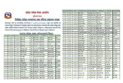 Lumbini Pradesh Lok Sewa Approved Name lists of vacancy posts Swikrit Name details