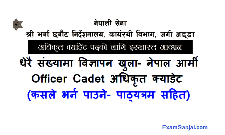 Nepal Army Officer Cadet Adhikrit Cadet Lieutenant Vacancy Notice
