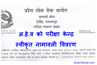 Bagmati Pradesh Lok Sewa Aa He Ba AHW exam center details