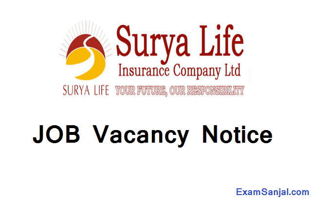 Surya Life Insurance Company Job Vacancy Notice Insurance Jobs