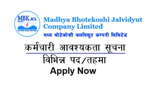 Madhya Bhotekoshi Hydropower Company Job Vacancy Notice