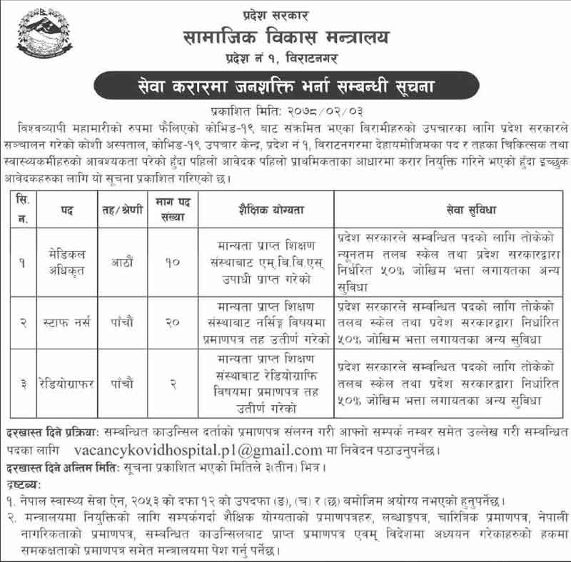 Pradesh Samajik Bikash Mantralaya Job Vacancy Pradesh Ministry Exam Sanjal