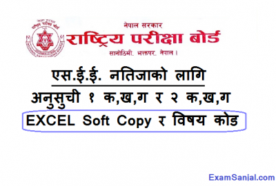 SEE Result Anusuchi Format Excel Copy SEE Subject Code