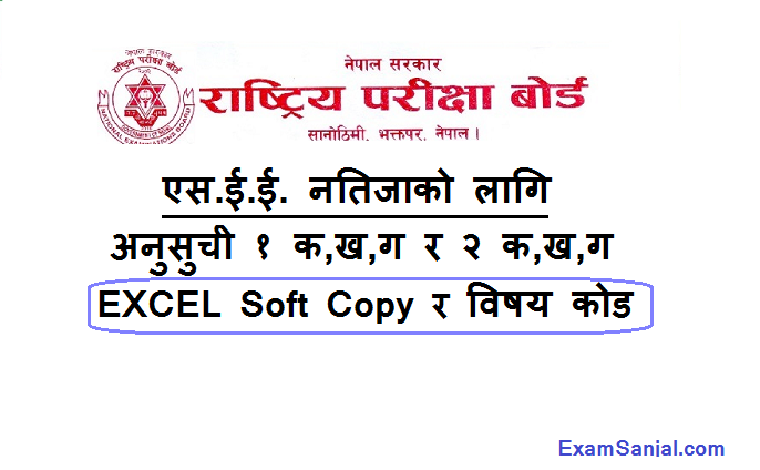 SEE Result Anusuchi Format Excel Copy SEE Subject Code