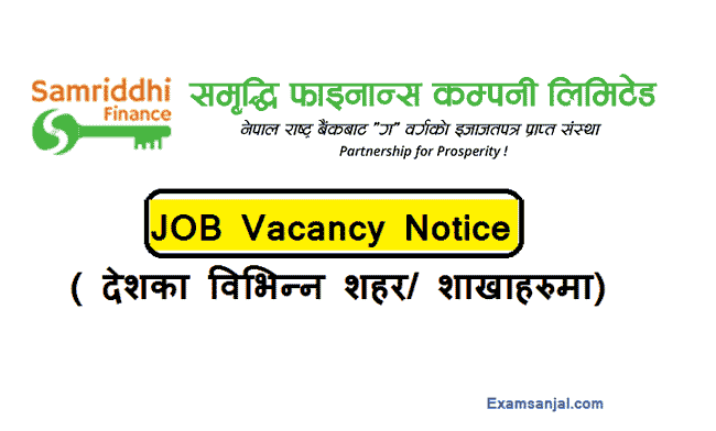 Samriddhi Finance Job Vacancy Notice Banking Jobs Nepal