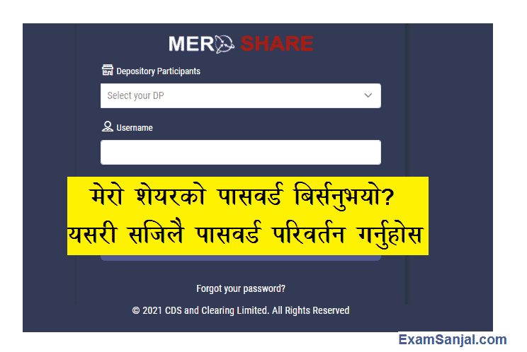 Forgot Mero Share Password How to Reset Change Mero share Password