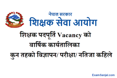 TSC Teacher Service Commission Yearly Vacancy Calendar Shikshak Sewa Barshik Karyatalika