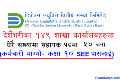 Deprosc Laghubitta Bittiya Sanstha Microfinance Job Vacancy Apply Laghubitta Now