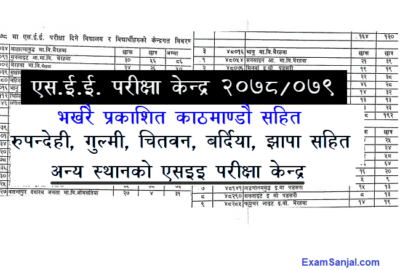 SEE Exam Center 2078 Rupandehi Kathmandu Jhapa All SEE Exam Center