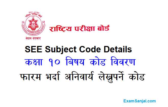 SEE Class 10 Subject Code Details From National Examination Board