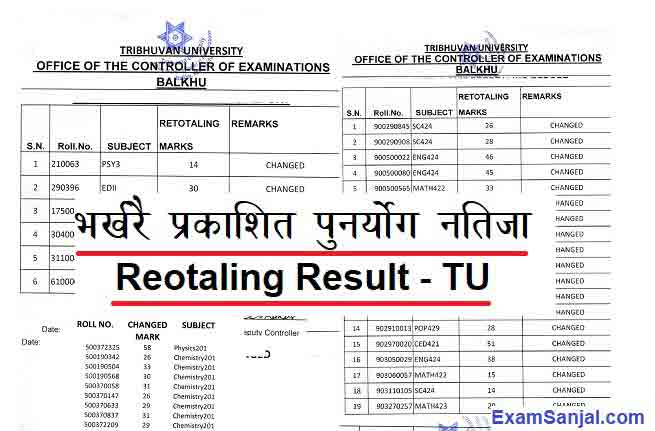 TU Retotaling Result Check TU Retotal Result Bachelor Master Level
