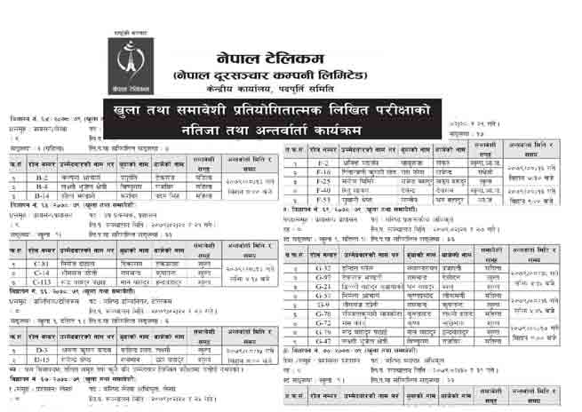Nepal Telecom NTC Vacancy Post exam result Interview Practical Routine