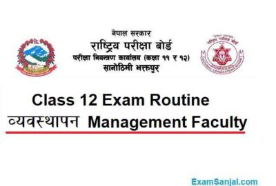 Class 12 Exam Routine of Management Group Faculty 2080 2023 NEB Routine