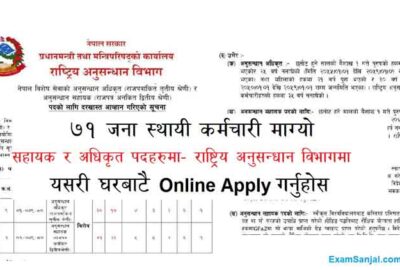 Rastriya Anusandhan Bivag Vacancy Anusandhan Adhikrit & Sahayak NIDEPT job Apply
