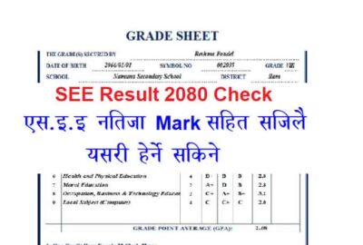 SEE Result 2080 Check Your SEE Mark sheet Grade sheet NEB SEE Result 2079