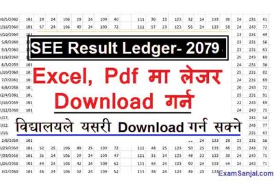 SEE Marks Ledger 2079 2080 Result Grade sheet Excel ledger download school boarding wise
